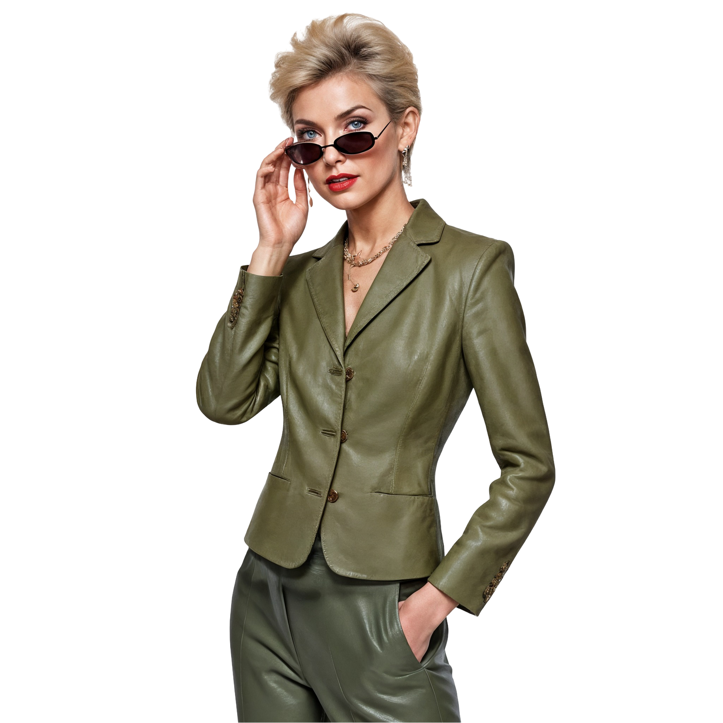 Midtown Matcha Leather Blazer