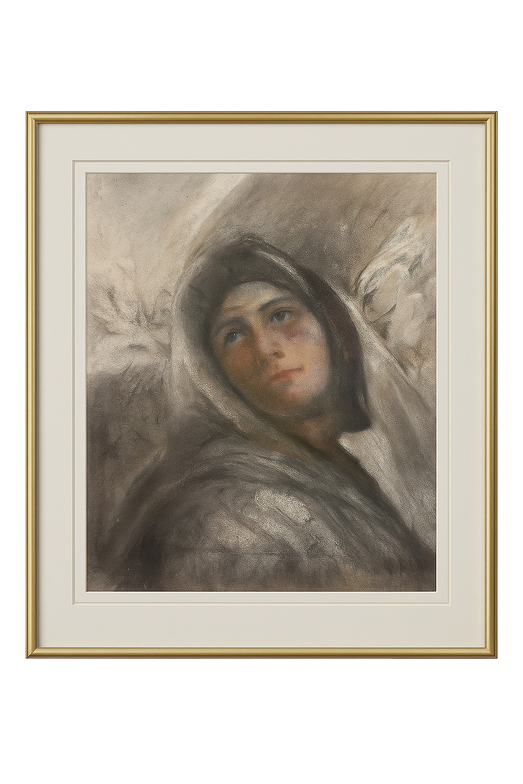 Portrait of a Veiled Woman, Circa 1910, Pastel and charcoal on textured paper