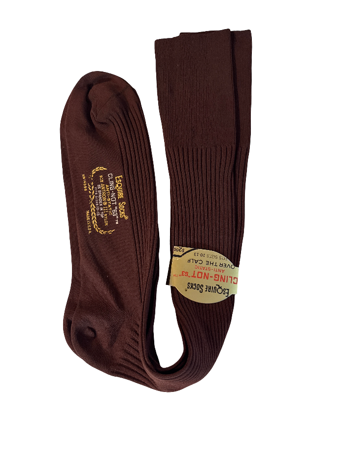 Esquire Socks – Brown Over-the-Calf, Deadstock