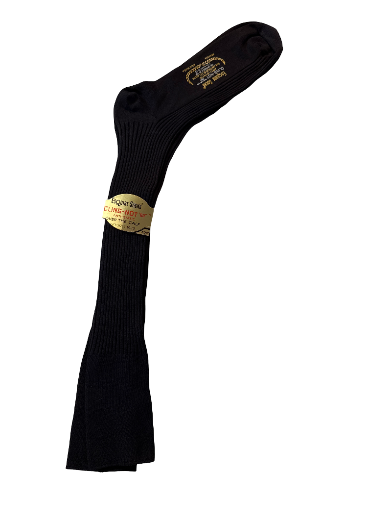 Esquire Socks – Classic Black “Cling-Not” Ribbed Dress Pair