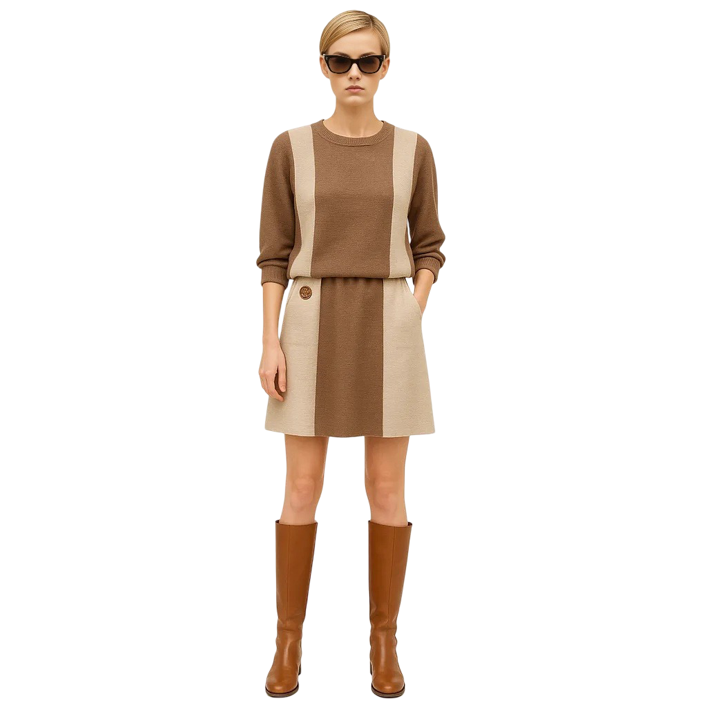 Cocoa Grid Knit Dress