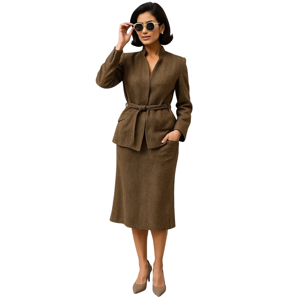 Oscar de la Renta Belted Suit