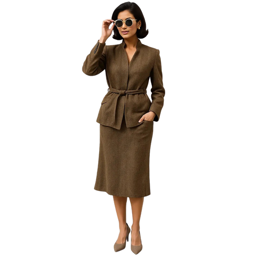 Oscar de la Renta Belted Suit