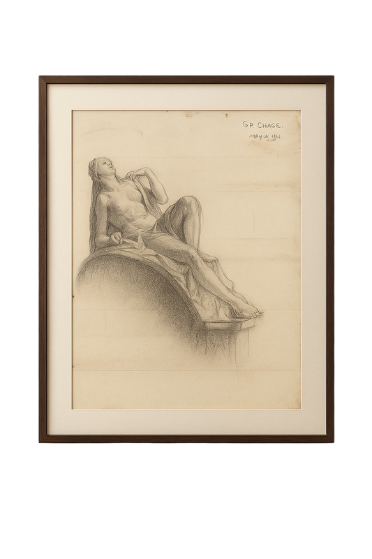 Reclining Female Nude on Arch, May 14, 1914, Graphite on laid paper