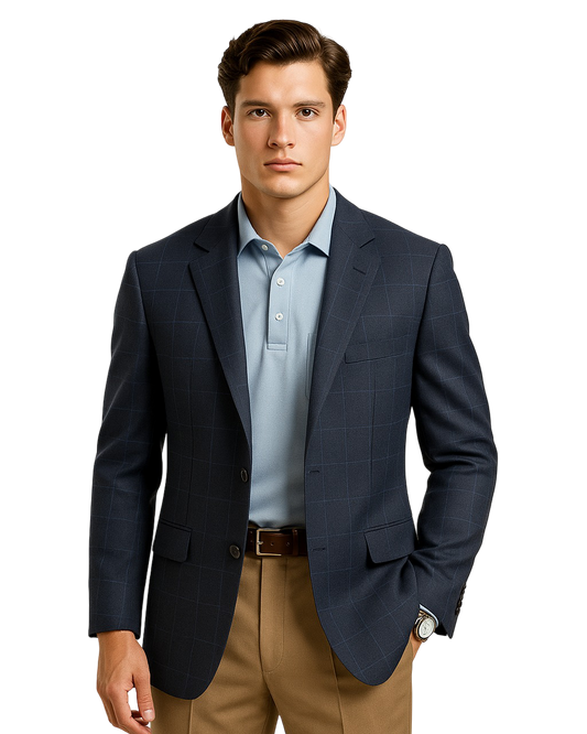 Langham Navy Windowpane Blazer