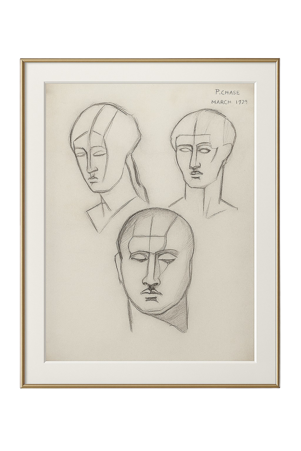 Male Nude Study, 1901, Charcoal on Laid Paper, Triptych Panel 3/3