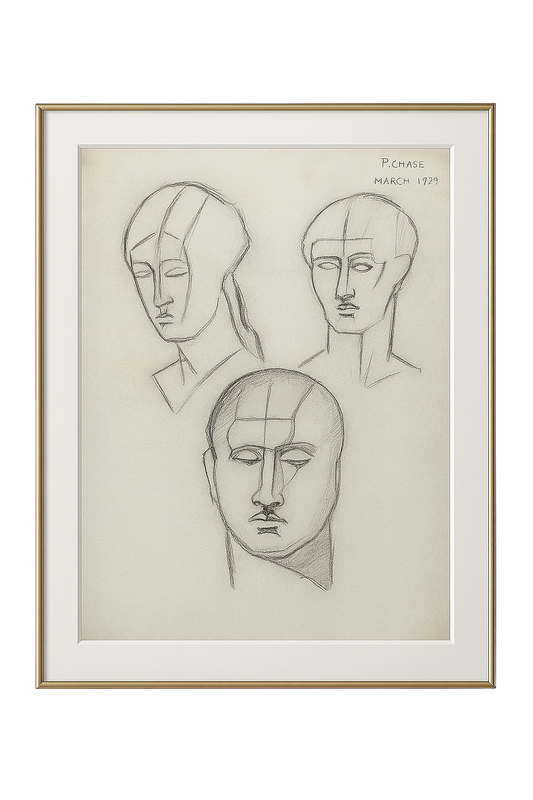 Male Nude Study, 1901, Charcoal on Laid Paper, Triptych Panel 3/3