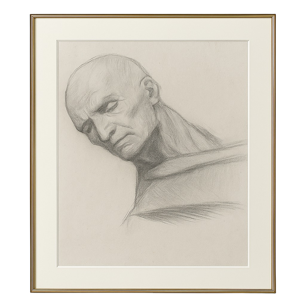 Bust of a Youth, 1925, Charcoal on Laid Paper, Atelier Exercise Sheet