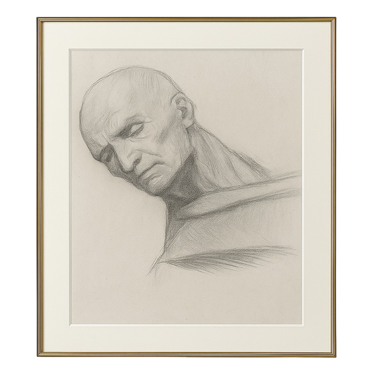 Bust of a Youth, 1925, Charcoal on Laid Paper, Atelier Exercise Sheet