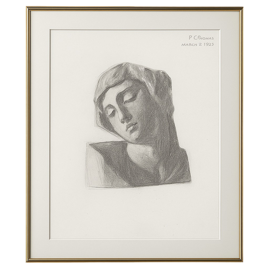 Portrait of an Elder, c. 1920, Charcoal on Laid Paper, Expression Panel