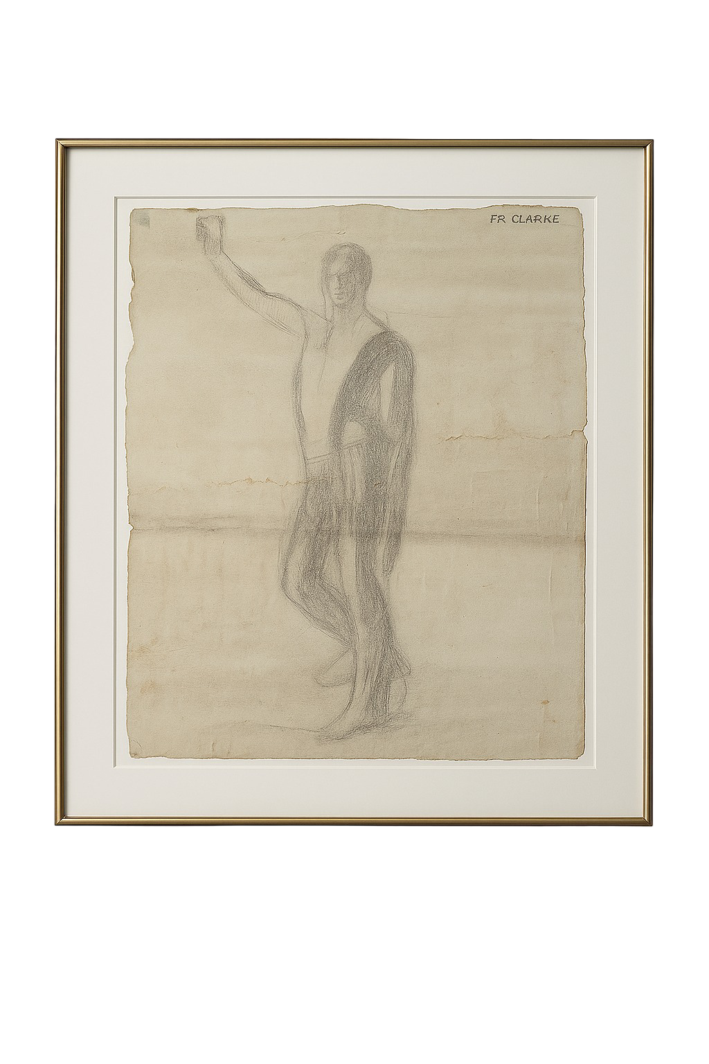 Male Nude in Toga, 1919, Charcoal on Laid Paper, Figure Study Sheet