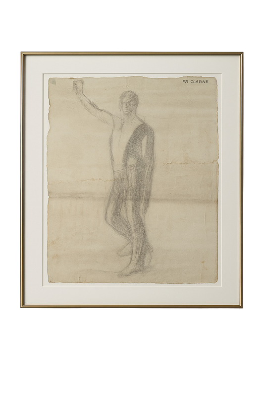 Male Nude in Toga, 1919, Charcoal on Laid Paper, Figure Study Sheet