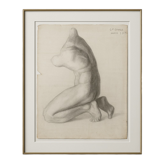 Kneeling Male Torso Study, March 7, 1915, Graphite on laid paper
