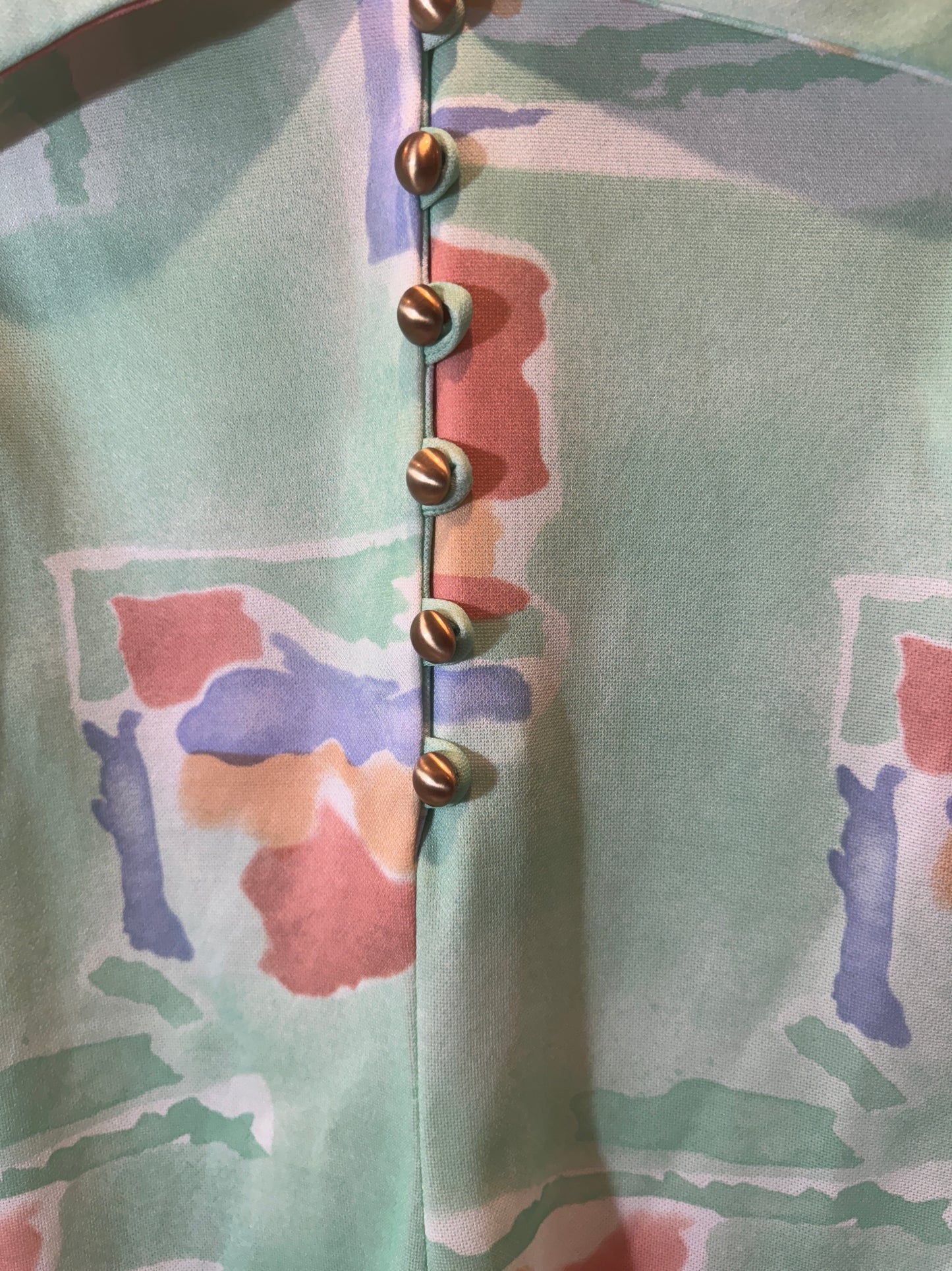 Green Abstract Button Dress