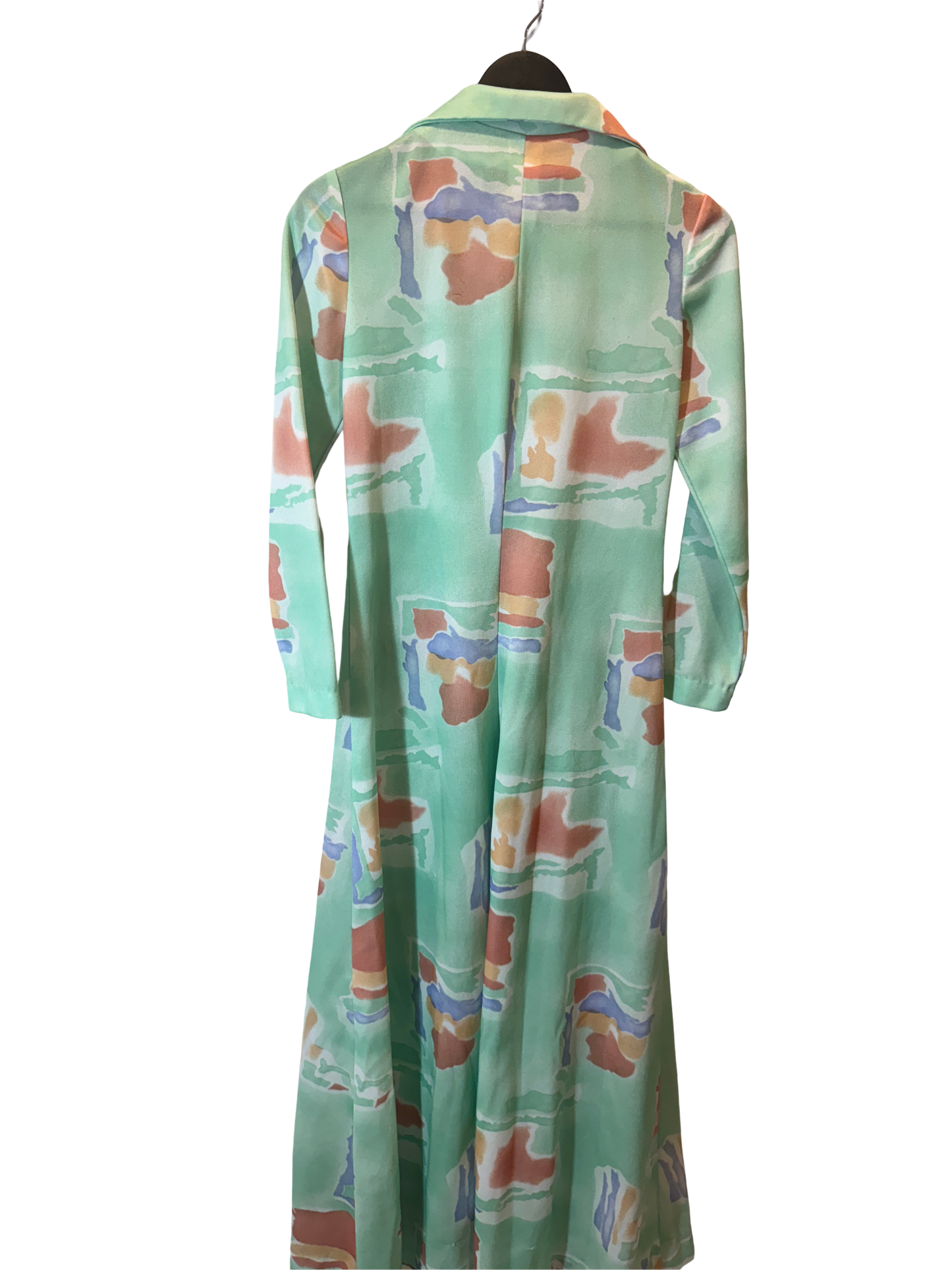 Green Abstract Button Dress