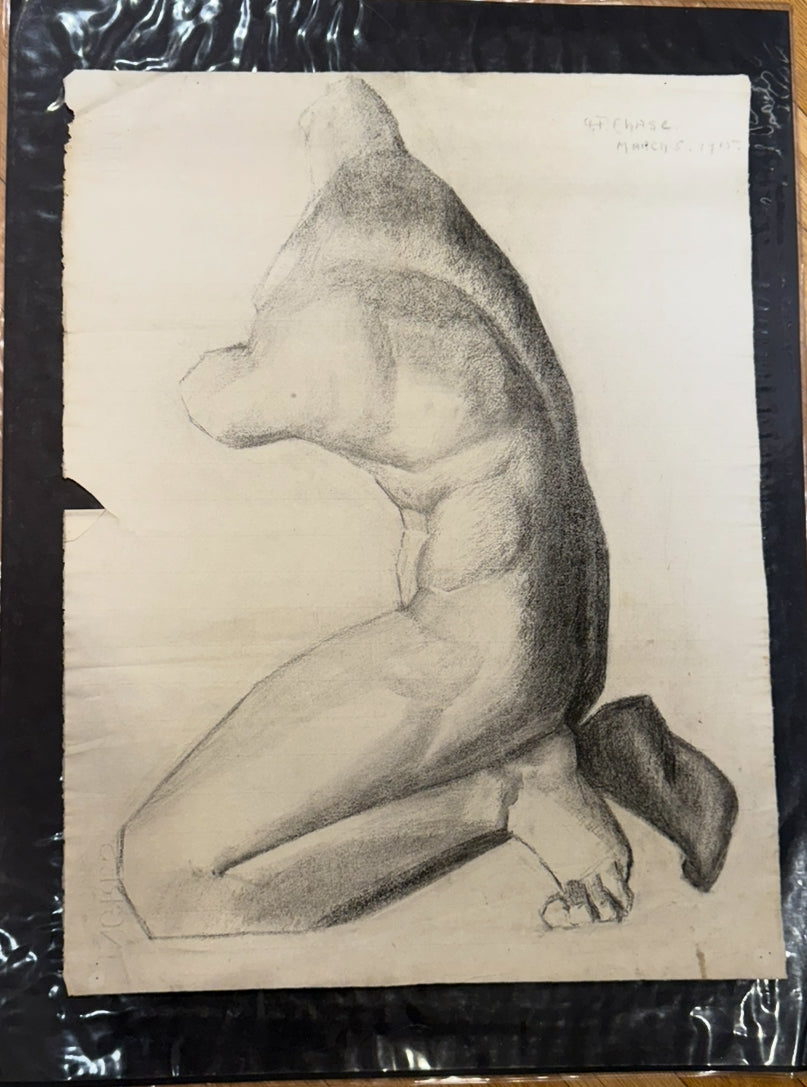 Kneeling Male Torso Study, March 7, 1915, Graphite on laid paper