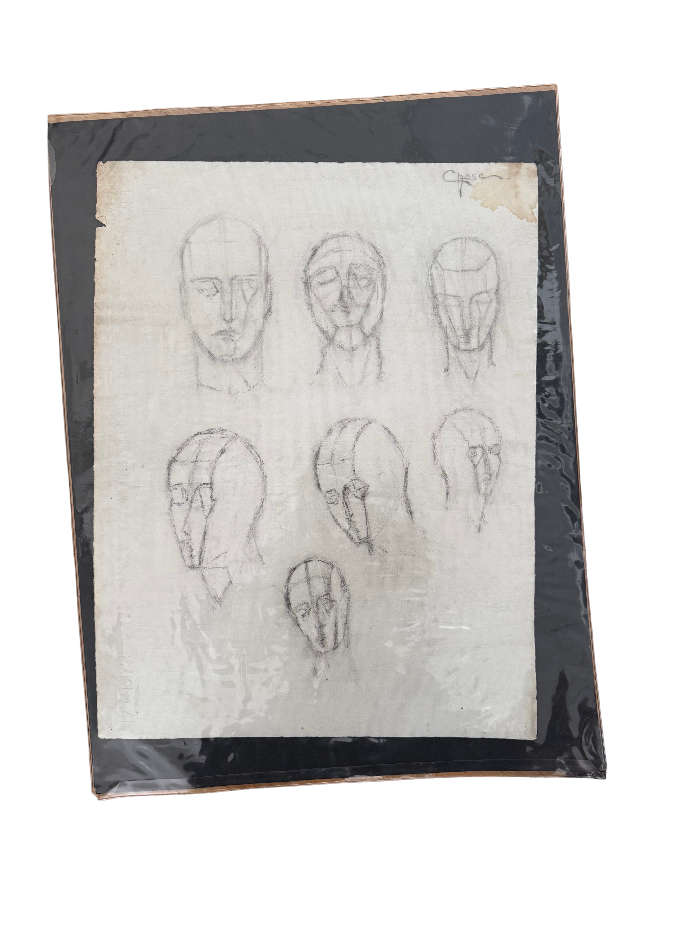 Head Construction Plate, c. 1920, Graphite on Laid Paper, Studio Draft