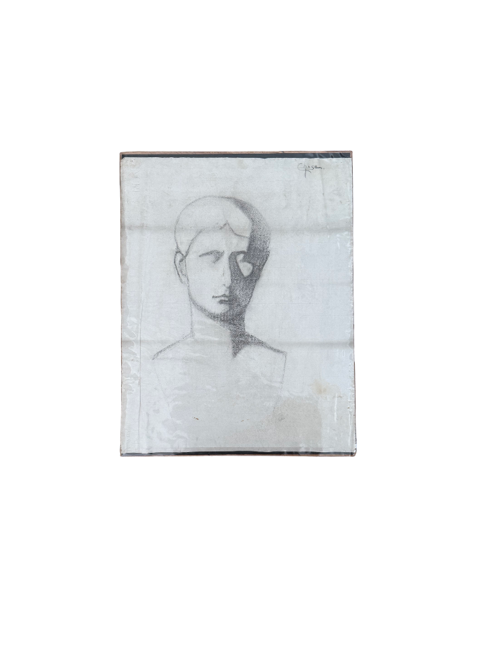 Male Bust Study, c. 1920, Graphite on Laid Paper, Academic Rendering