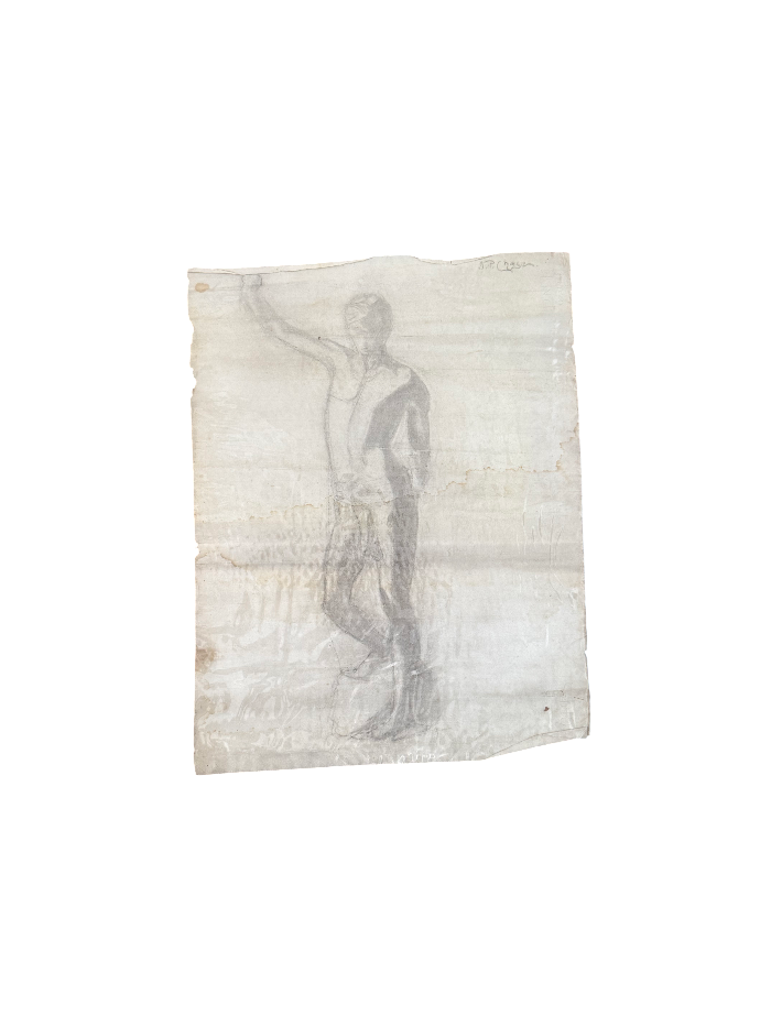 Male Nude in Toga, 1919, Charcoal on Laid Paper, Figure Study Sheet