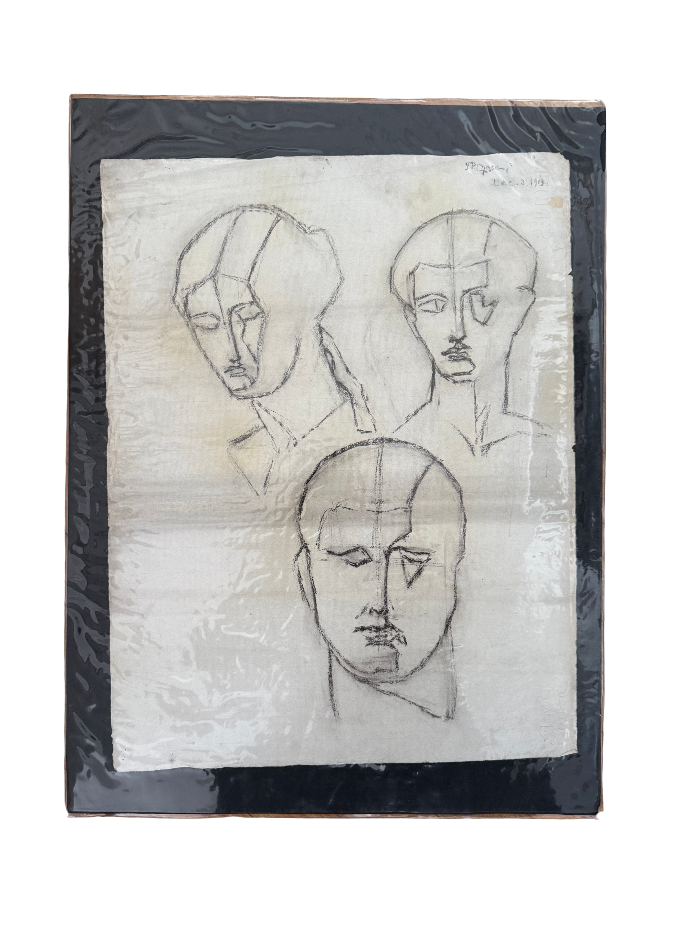 Male Nude Study, 1901, Charcoal on Laid Paper, Triptych Panel 3/3